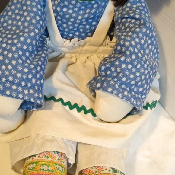 Raggedy Ann & Andy Handmade Yarn Hair Dolls 20" Blue Outfits Embroidered Faces - Picture 4 of 13